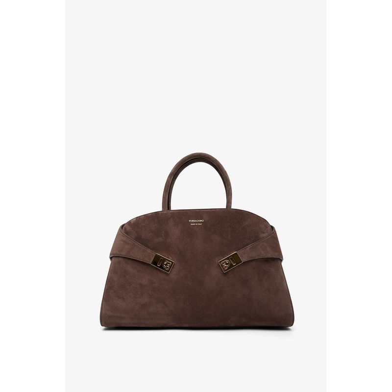 Hug large dark brown top handle bag