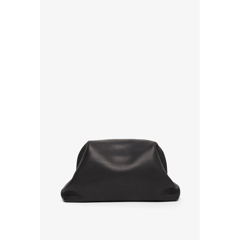 Mira black leather clutch