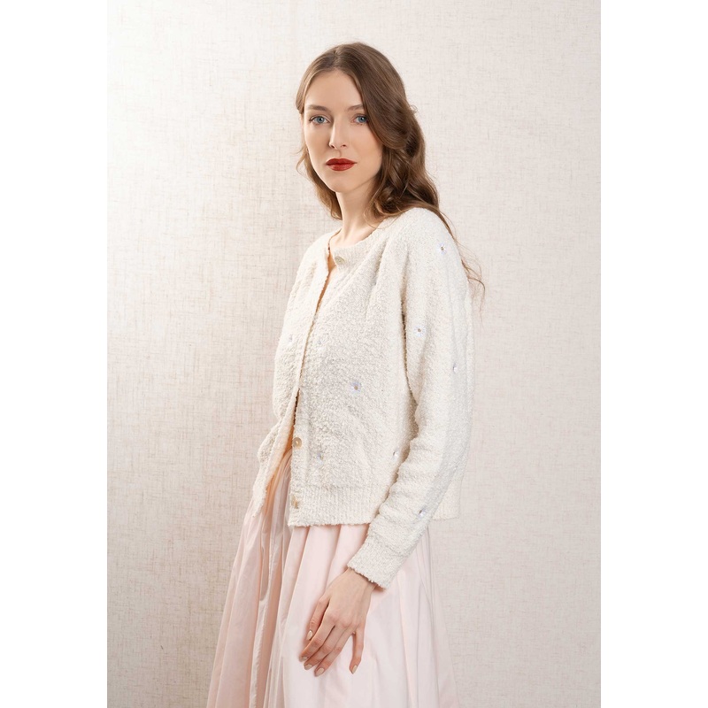 Cardigan 1188 Flower Blanc