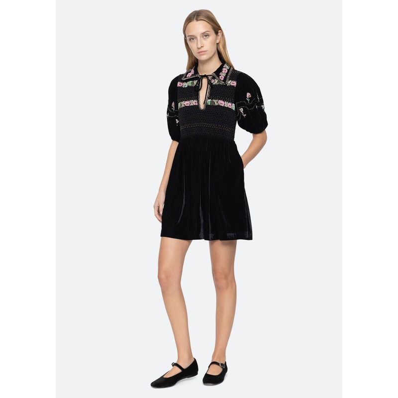 Dress Brynn Beaded Smoc Rs25-140 Black