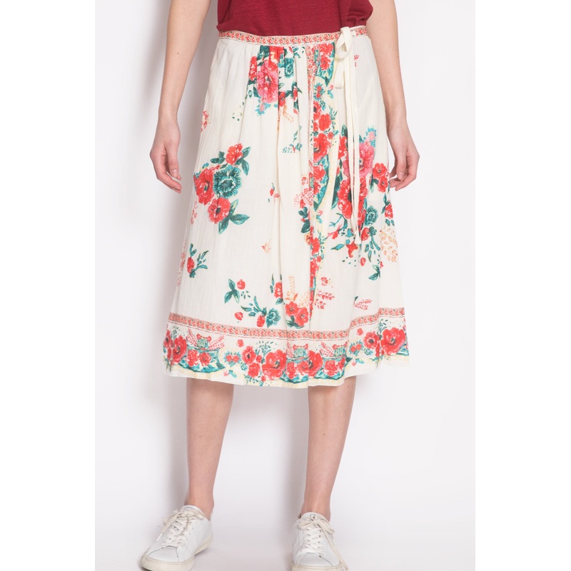 Floral Printed Wrap-Over Skirt