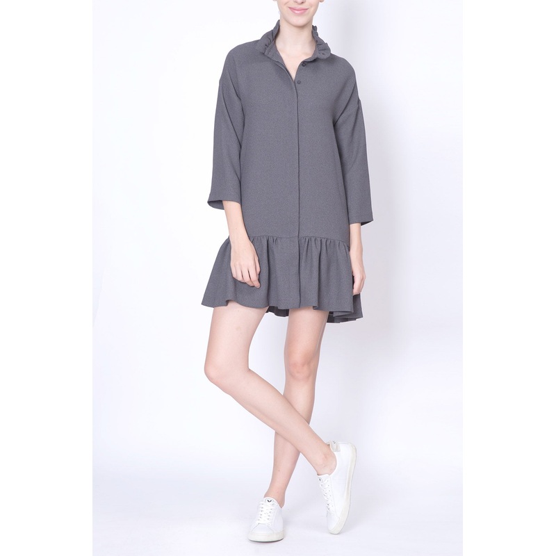 Ruffled Collar Shirtdress