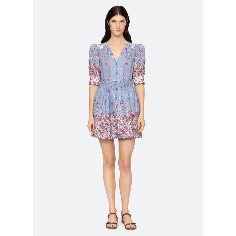 Whitney Print Puff S/sl Pf25-028 Blue