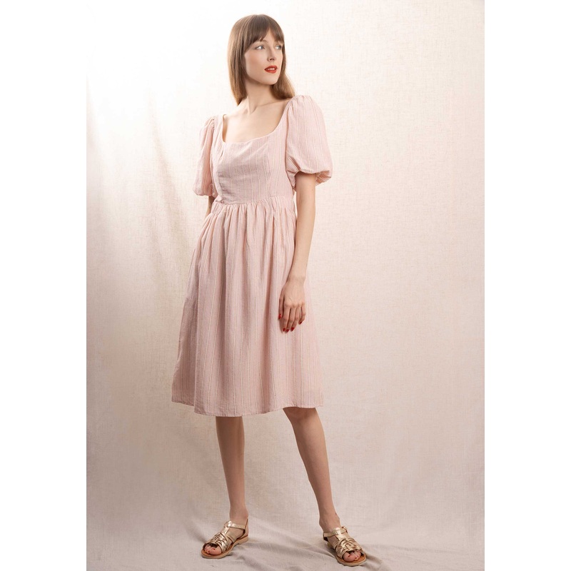 Dress Roblomc Ecru-Pink