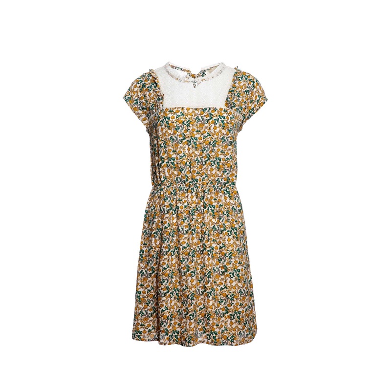 Floral Printed Dress With Laced Panel