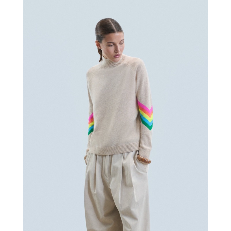 Turtleneck Knitted 2401wpm00499 Beige-Chine