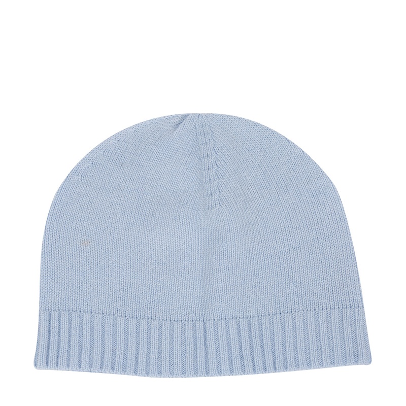'Bowness' Powder Blue Cashmere & Merino Wool Beanie Hat