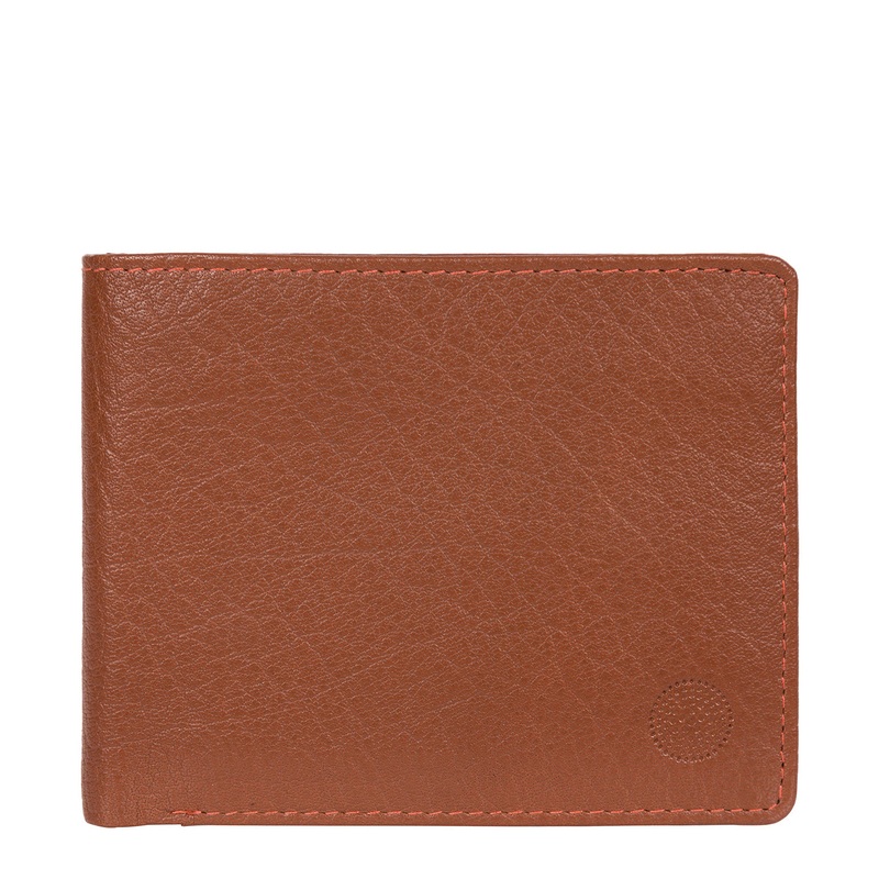 'Cain' Chestnut & Orange Bi-Fold Leather Wallet
