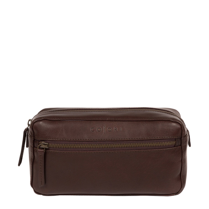 'Como' Italian Inspired Espresso Leather Washbag