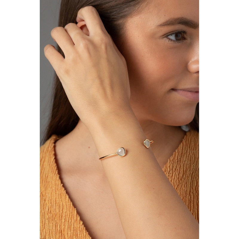 Gift Packaged 'Khepri' Gold Plate & White Glass Bangle