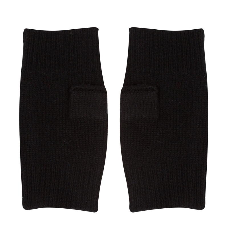 'Grange' Black Cashmere & Merino Wool Wrist Warmers
