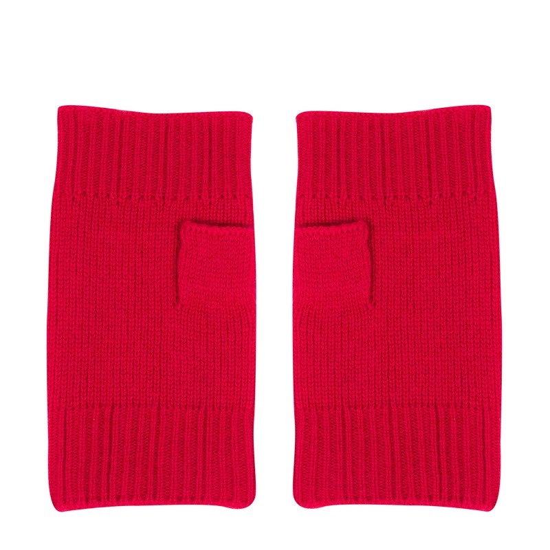 'Grange' Chilli Red Cashmere & Merino Wool Wrist Warmers