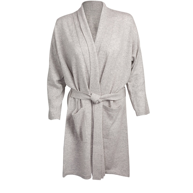 'Hallbeck' Foggy Small Merino Wool and Cashmere Dressing Gown