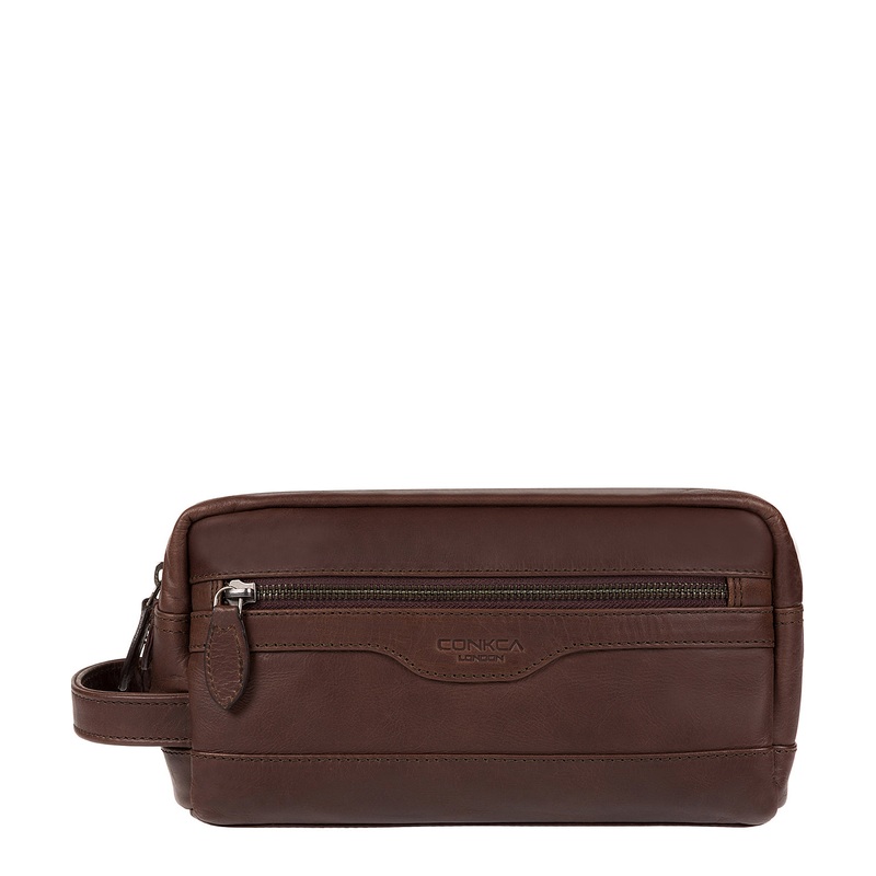 'Loch' Dark Brown Handcrafted Leather Washbag