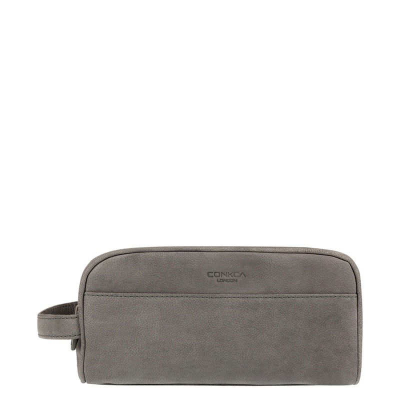 'Rudkin' Vintage Grey Leather Washbag
