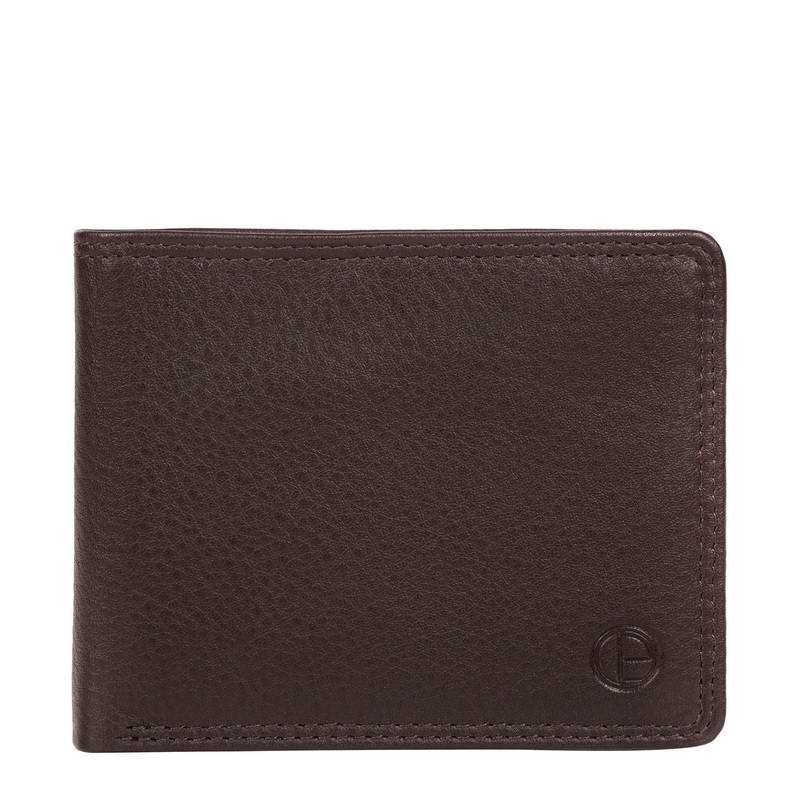'Wellington' Black Coffee Leather Bi-Fold Wallet