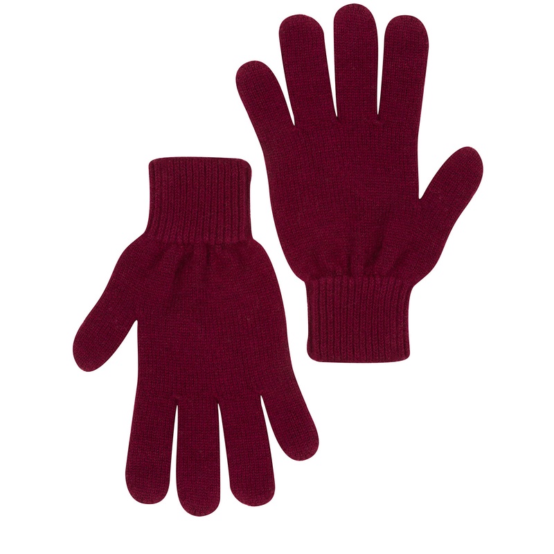 'Windermere' Burgundy Cashmere & Merino Wool Gloves