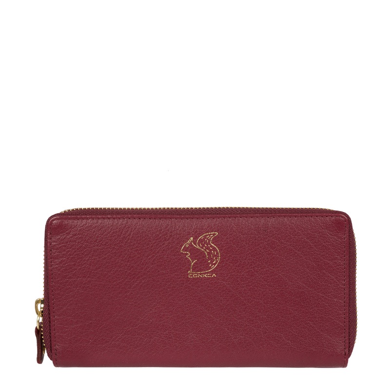 'Aisling' Deep Red Zip Round Leather Purse