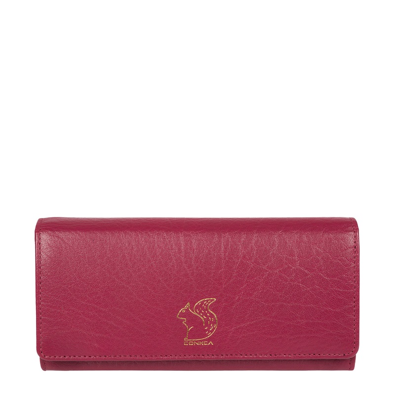 'Arabella' Orchid Tri-Fold Leather Purse
