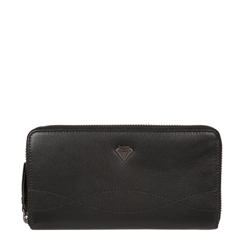 'Banbury' Black Leather Zip-Round Purse