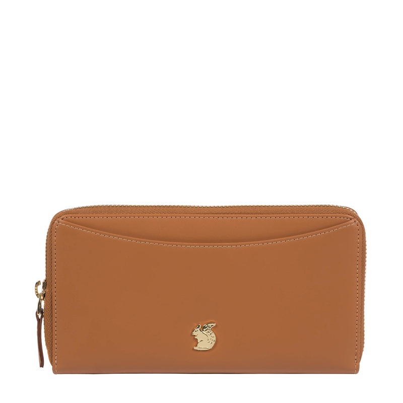 'Candy' Saddle Tan Leather Zip-Round Purse