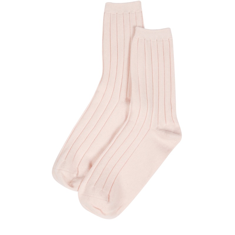 'Cartmel' Cream Cashmere & Merino Wool Ribbed Medium Socks
