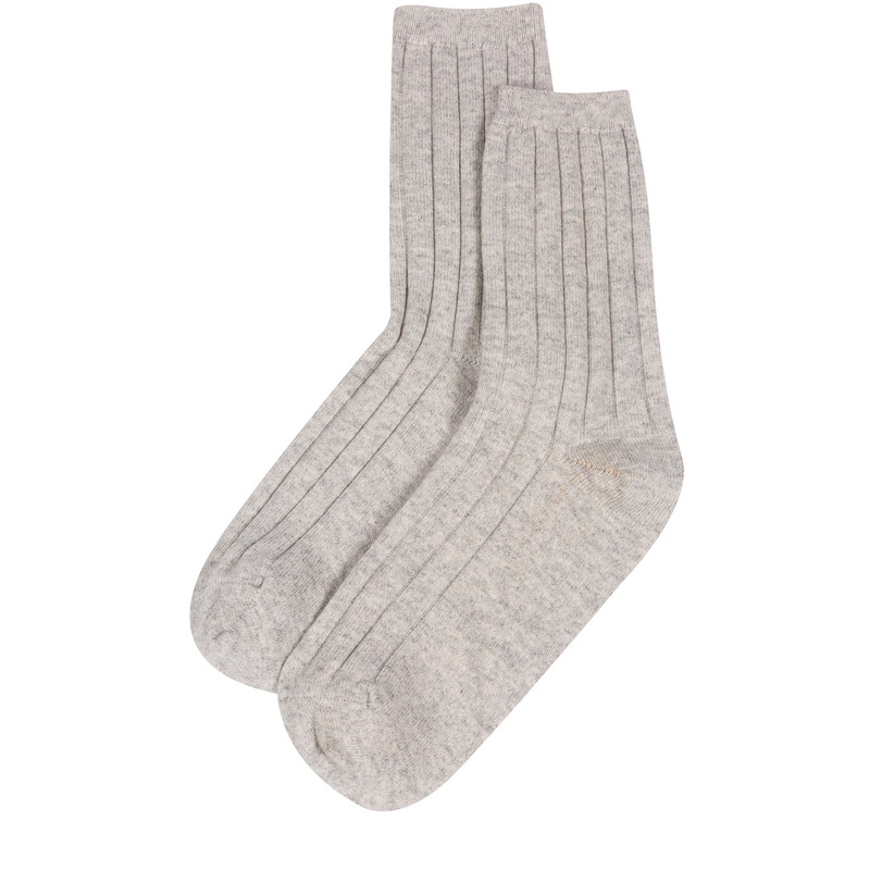 'Cartmel' Foggy Cashmere & Merino Wool Ribbed Medium Socks