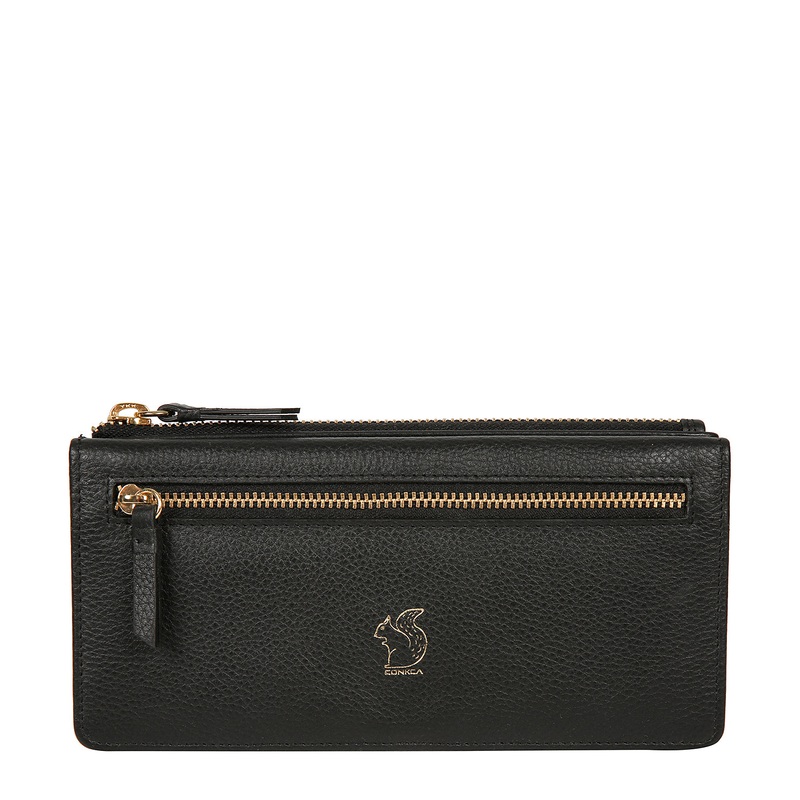 'Daya' Black Leather Purse