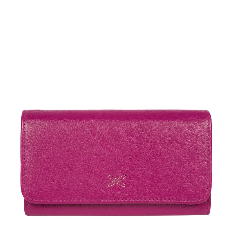 'Dina' Plum Tri-Fold Leather Purse