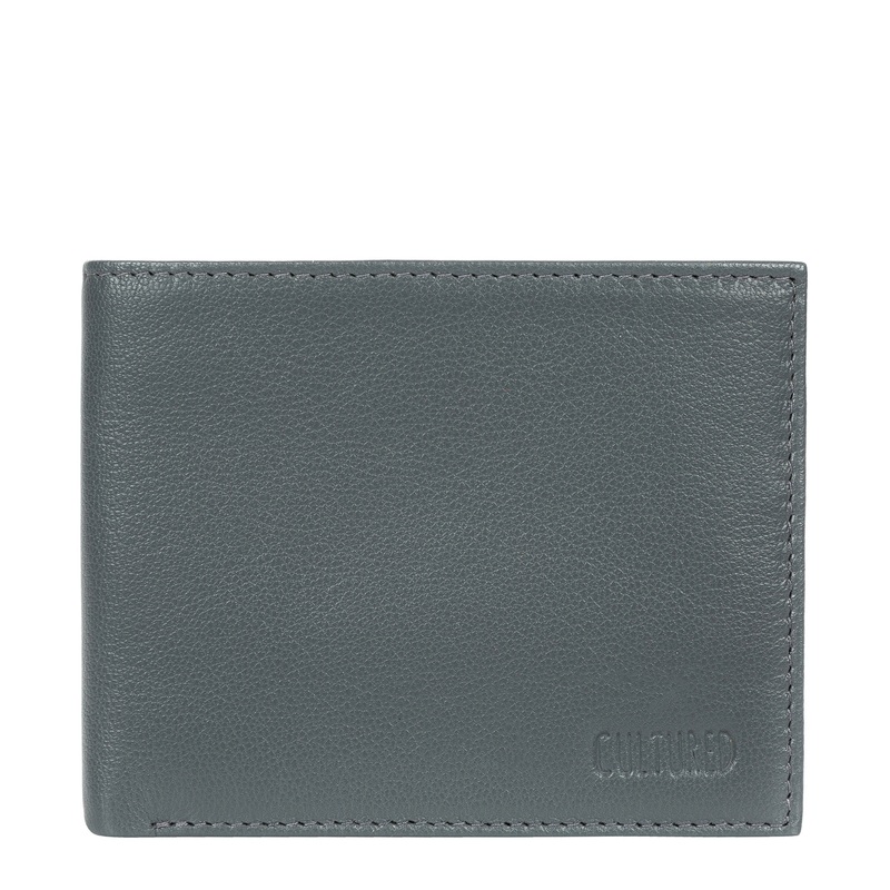 'Fabian' Gun Metal Leather Bi-Fold Wallet