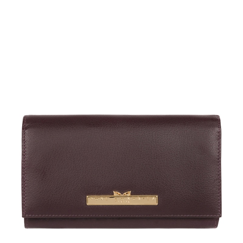 'Finch' Plum Leather Bi-Fold Purse