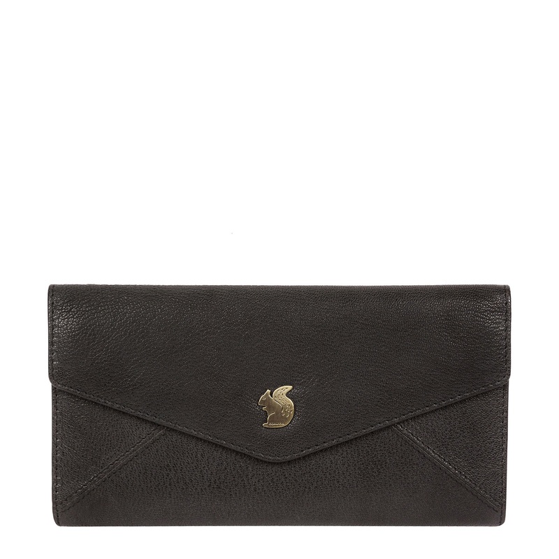 'Fion' Black Leather Tri-Fold Purse