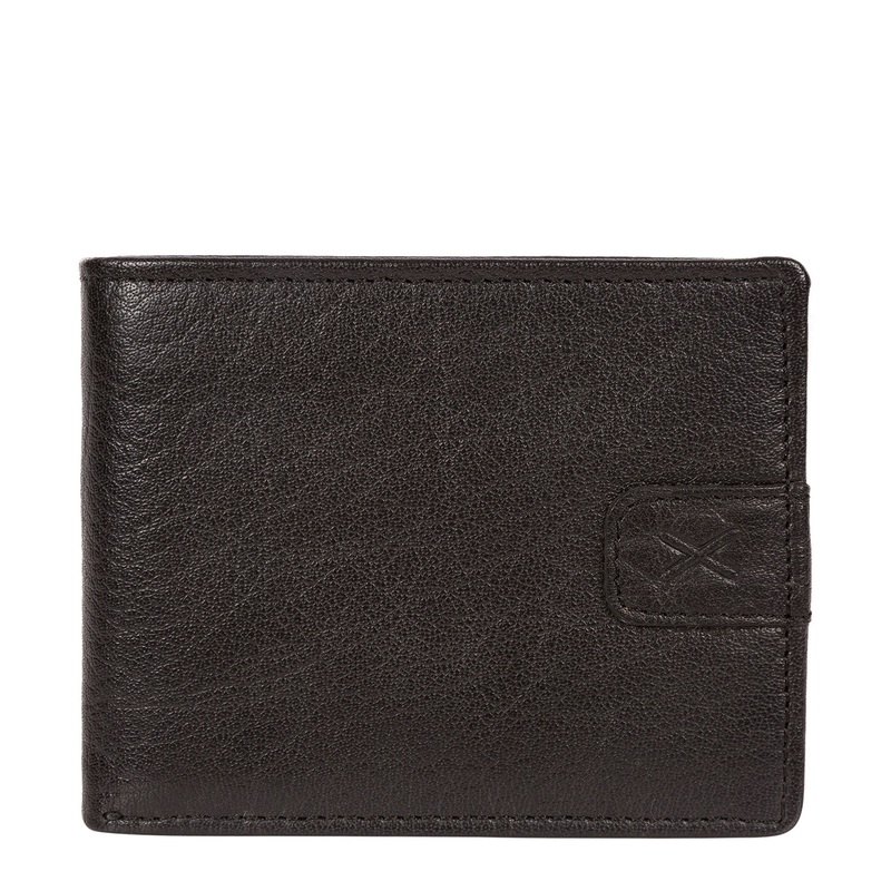 'Fisher' Black Bi-Fold Leather Wallet