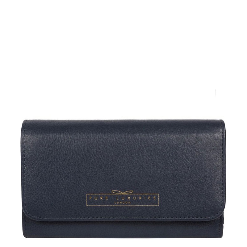 'Freesia' Midnight Navy Leather RFID Purse