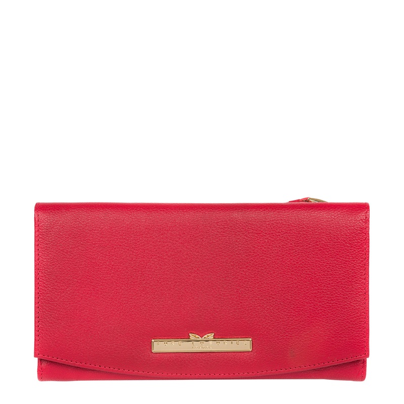 'Lark' Barbados Cherry Leather Tri-Fold Purse