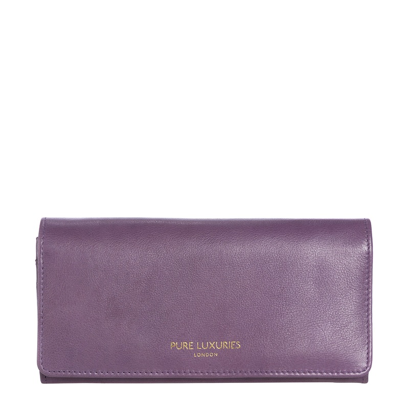 'Lina' Purple Fine Leather RFID Purse