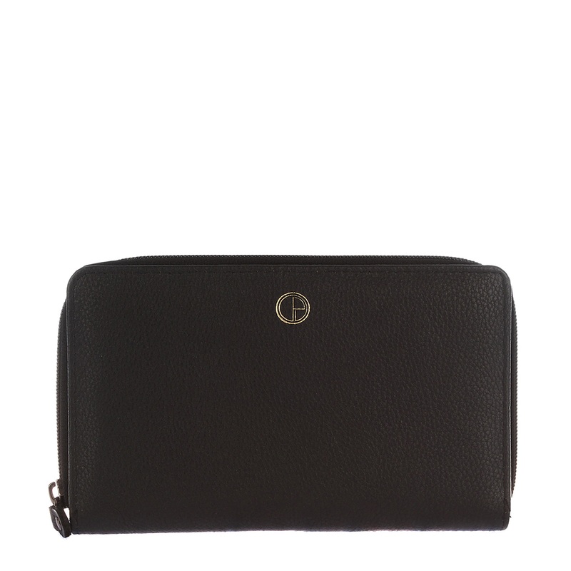 'Primrose' Soft Black Leather Zip-Round Purse