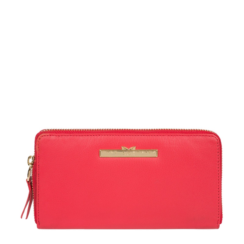 'Robin' Tomato Leather Zip Round Purse