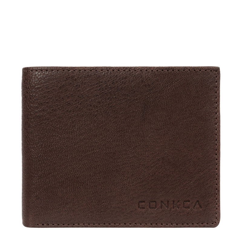 'Saul' Dark Brown Tri-Fold Leather Wallet