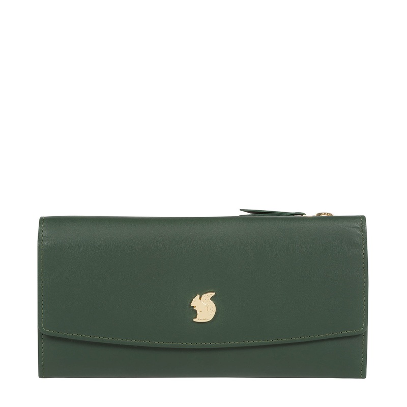 'Sugar' Evergreen Leather Tri-Fold Purse
