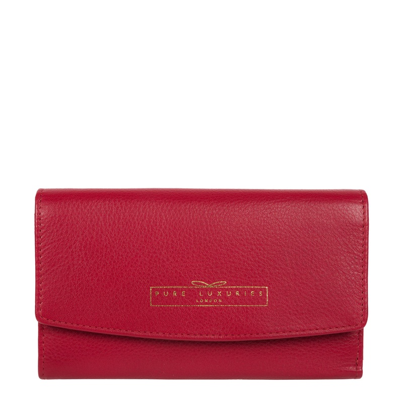 'Tulip' Garnet Leather Tri-Fold Purse