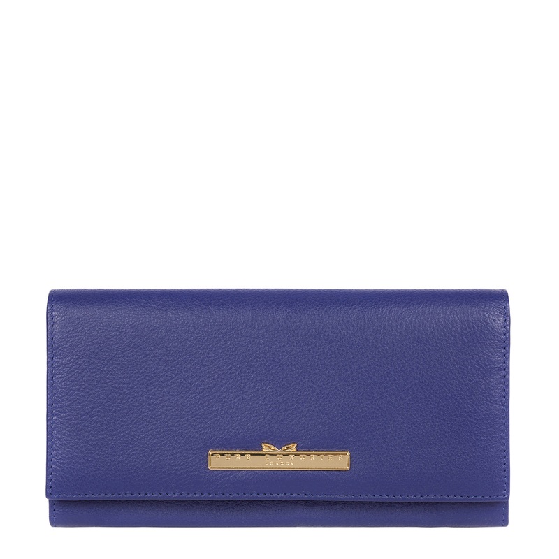 'Wren' Navy Leather Tri-Fold Purse