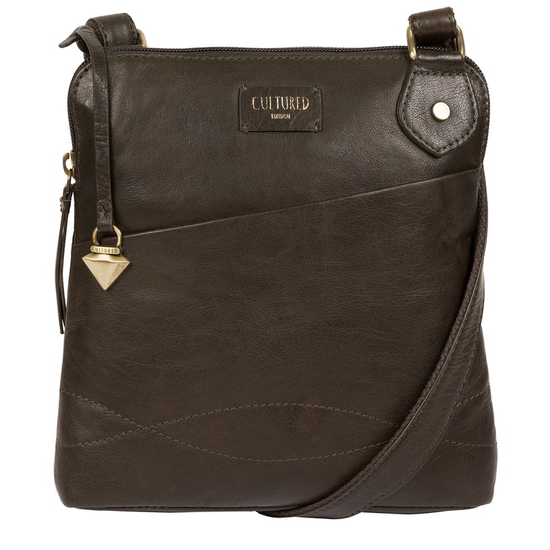 'Abberton' Olive Leather Cross Body Bag