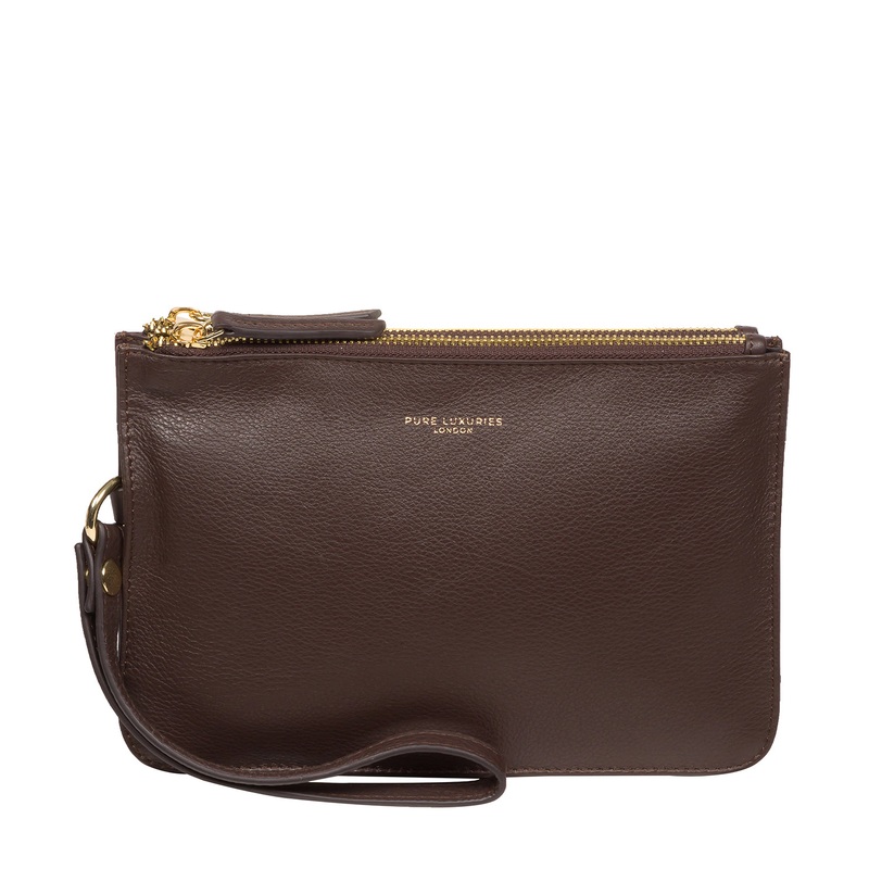 'Addison' Hot Fudge Nappa Leather Clutch Bag