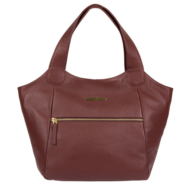 'Alina' Port Leather Tote Bag