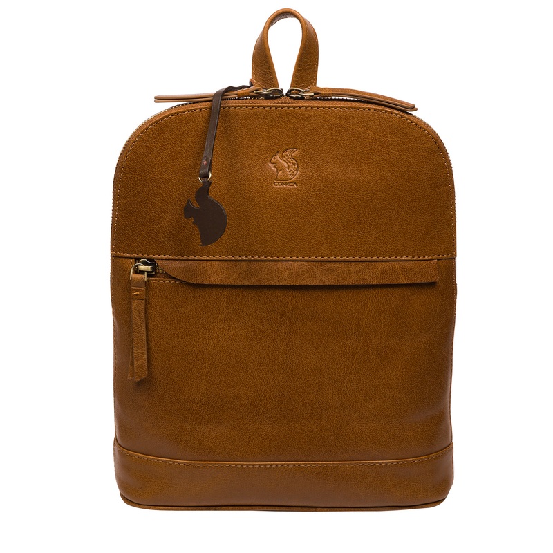'Amora' Dark Tan Leather Backpack