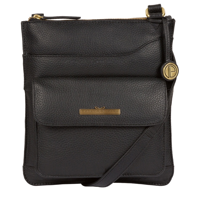 'Anne' Black Leather Cross Body Bag