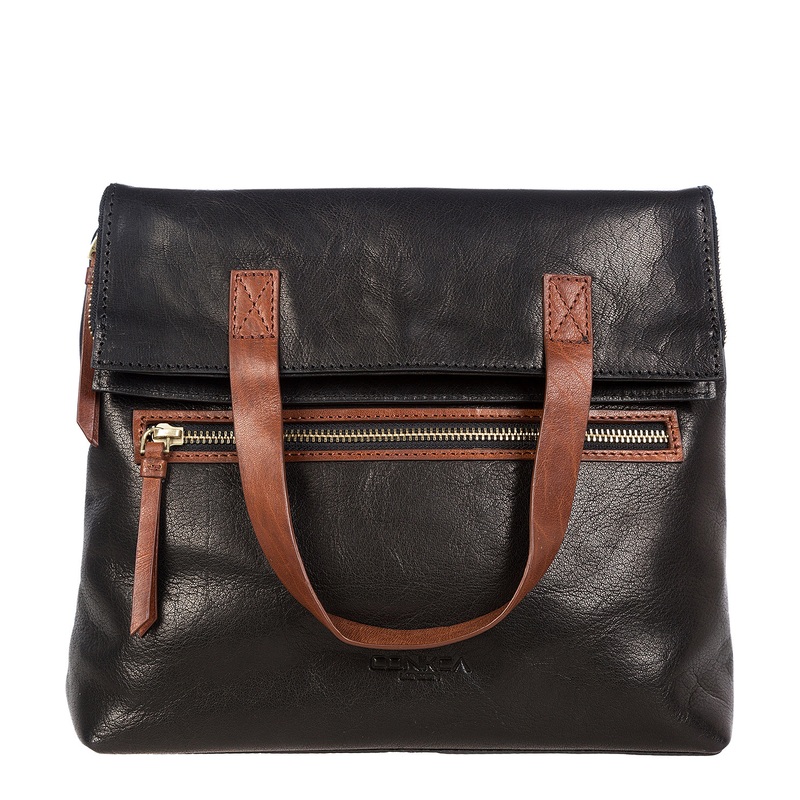 'Anoushka' Black & Conker Brown Leather Backpack