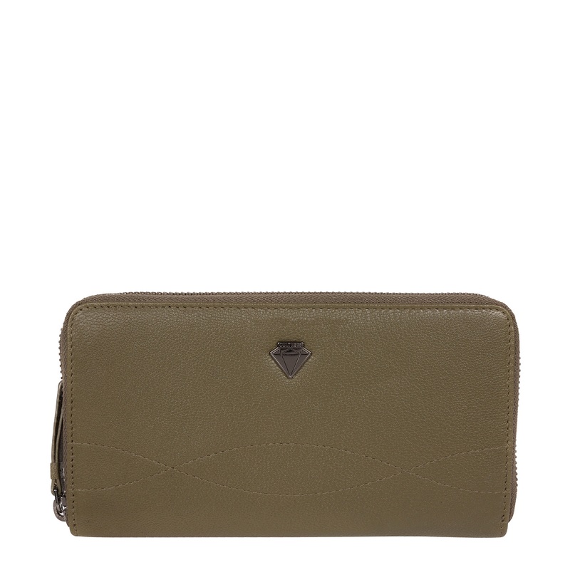 'Banbury' Olive Leather Zip-Round Purse