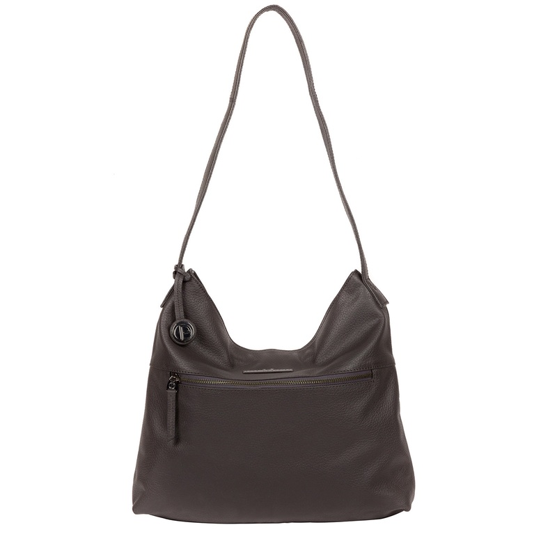 'Barbara' Slate Leather Shoulder Bag